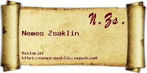 Nemes Zsaklin névjegykártya